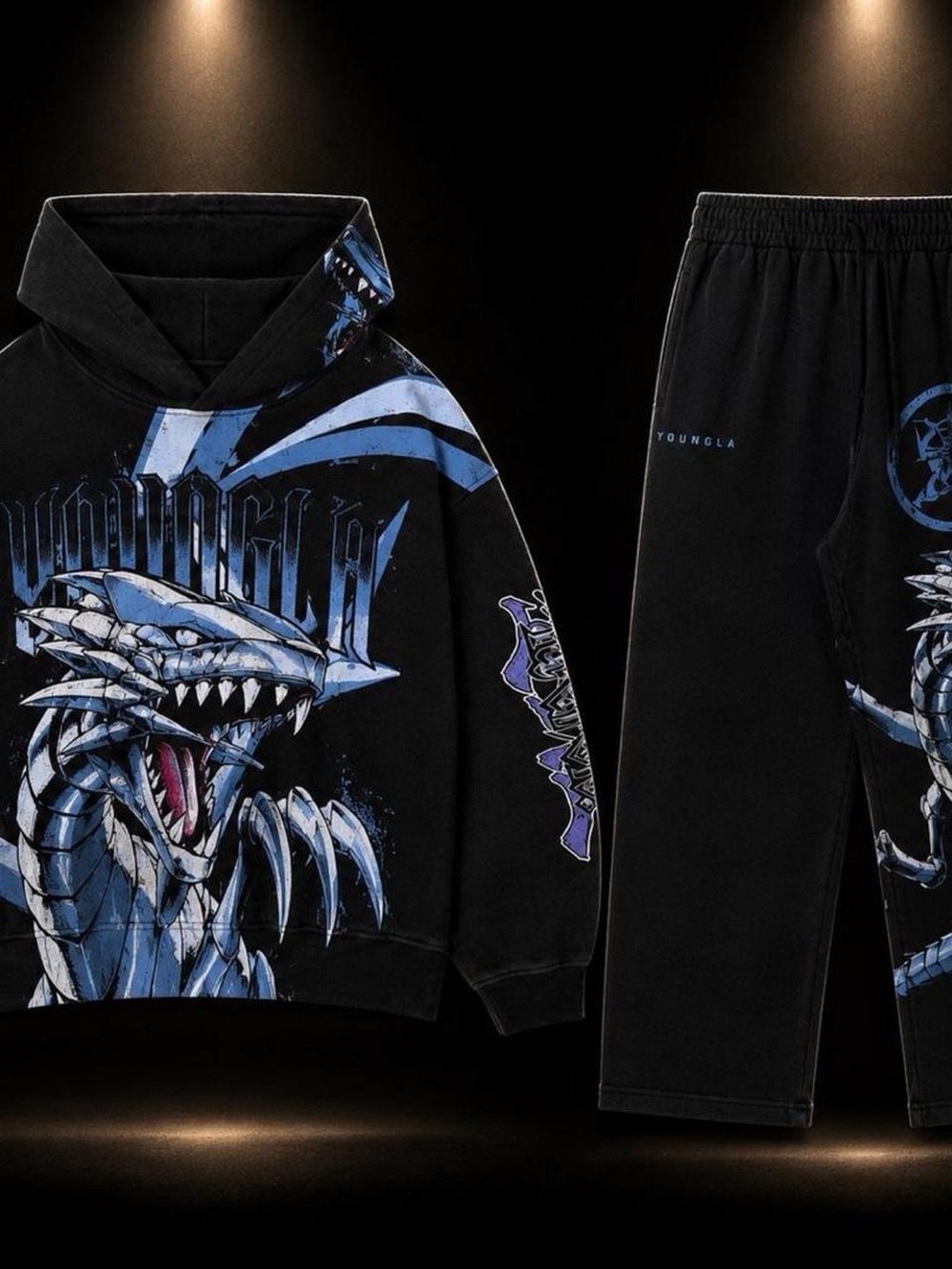 YoungLa x Yu-Gi-Oh “Blue Eyes Kaiba” Hoodie XL / Sweatpants Size Large • NWT